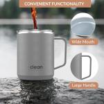 The Clean Hydration Company Coffee Cup Travel Mug Insulated - 12 Oz | Ceramic Lined Tumbler Cup with Lid | Reusable Office Mug | Double Wall Vacuum Eco-Friendly, BPA-Free (Gray)