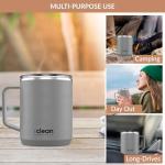 The Clean Hydration Company Coffee Cup Travel Mug Insulated - 12 Oz | Ceramic Lined Tumbler Cup with Lid | Reusable Office Mug | Double Wall Vacuum Eco-Friendly, BPA-Free (Gray)