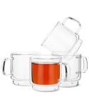 BTaT- Stackable Double Wall Glass Cups, Set of 4 (8 oz, 240 ml), Tea and Coffee Mugs, Cappuccino, Latte Cups, Clear
