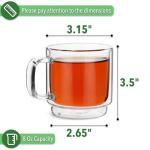 BTaT- Stackable Double Wall Glass Cups, Set of 4 (8 oz, 240 ml), Tea and Coffee Mugs, Cappuccino, Latte Cups, Clear