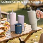 TILUCK 12 oz Insulated Coffee Mug with Lid,Stainless Steel Travel Mug Cup with Handle for Hot or Cold Drinks(DarkBlue, 12oz)