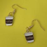 Coffee Dangle Earring Golden Plated Coffee Mug Dangle Earring for Women Colleague