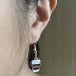 Coffee Dangle Earring Golden Plated Coffee Mug Dangle Earring for Women Colleague