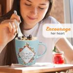 Christian Art Gifts Scripture Coffee and Tea Mug with Ceramic Spoon Set for Women: May the Lord Bless You - Numbers 6:24 Inspirational Bible Verse Hot & Cold Beverages, Light Teal/White Floral, 12 oz.