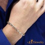555Jewelry Stainless Steel Solid Unisex Womens Mens Hollow Coffee Bean Link Stylish Solid Lightweight Fashion Jewelry Accessory Chain Bangle Bracelet, Silver 8 Inch