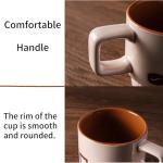 XingXingShunShun Stackable Coffee Mugs Set, Ceramic Espresso Cups for Au Lait, Cappuccino,Latte,Cafe,Mocha,Tea, Geometric Pattern Cups Suit For Housewarming Wedding- 11 oz, Set of 4, Beige&Brown