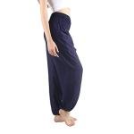 Boho Pants Harem Pants Yoga Trousers for Woman Bohemian Beach Pants (Solid Blue,Medium)