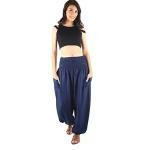 Boho Pants Harem Pants Yoga Trousers for Woman Bohemian Beach Pants (Solid Blue,Medium)