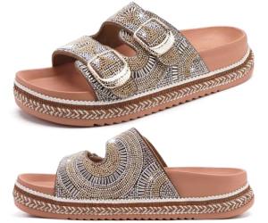 Sparkly Rhinestone Arch Support Sandals for Summer
