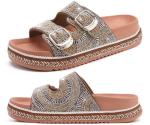 Sparkly Rhinestone Arch Support Sandals for Summer