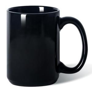 Black Porcelain Coffee Mug with Large Handle
