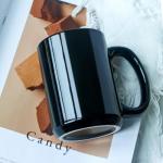 Black Porcelain Coffee Mug with Large Handle