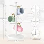 Bamboo Coffee Mug Holder with Stand - White