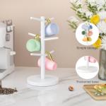 Bamboo Coffee Mug Holder with Stand - White