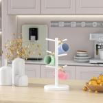 Bamboo Coffee Mug Holder with Stand - White