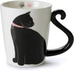 Black Cat Ceramic Coffee Mug: Hand Printed Designs, 12oz