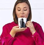 Black Cat Ceramic Coffee Mug: Hand Printed Designs, 12oz
