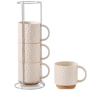 Stackable Ceramic Coffee Mug Set of 4