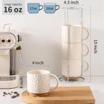 Stackable Ceramic Coffee Mug Set of 4