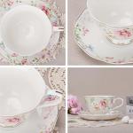 Floral Tea Cup and Saucer Set with Gold Trim