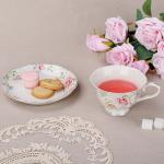 Floral Tea Cup and Saucer Set with Gold Trim