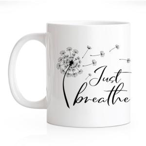 Just Breathe Dandelion Coffee Mug for Mindfulness