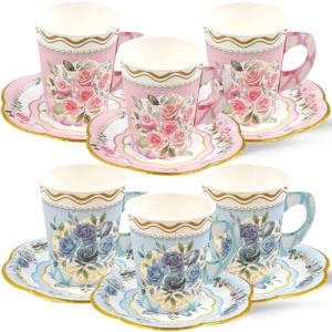 Floral Paper Tea Cups - Set of 24