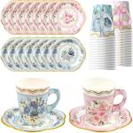 Floral Paper Tea Cups - Set of 24