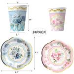 Floral Paper Tea Cups - Set of 24