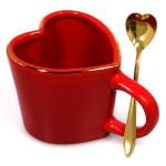 Large Heart Mug with Gold Spoon - Perfect Gift