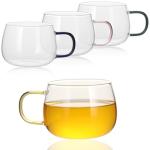 Colorful Handle Glass Tea Cups Set of 4
