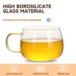 Colorful Handle Glass Tea Cups Set of 4