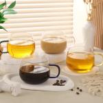 Colorful Handle Glass Tea Cups Set of 4
