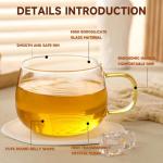 Colorful Handle Glass Tea Cups Set of 4