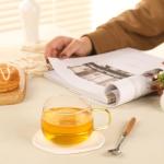 Colorful Handle Glass Tea Cups Set of 4