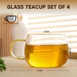 Colorful Handle Glass Tea Cups Set of 4