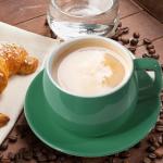 Cyan Minimalist Porcelain Coffee Cup with Saucer