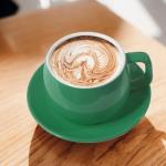 Cyan Minimalist Porcelain Coffee Cup with Saucer