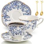 Vintage Country Roses Tea Cups and Saucers Set