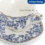 Vintage Country Roses Tea Cups and Saucers Set