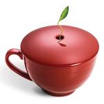 Ruby Red Porcelain Tea Cup with Lid, 8 oz