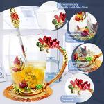 Rose Butterfly Glass Tea and Coffee Mugs Set