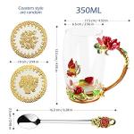 Rose Butterfly Glass Tea and Coffee Mugs Set
