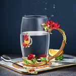 Rose Butterfly Glass Tea and Coffee Mugs Set