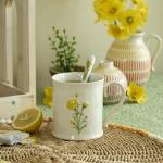 Hand-Painted Yellow Flower Coffee Mug - 16oz