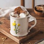 Hand-Painted Yellow Flower Coffee Mug - 16oz