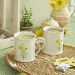 Hand-Painted Yellow Flower Coffee Mug - 16oz
