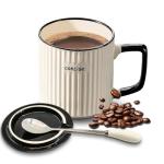 Cute Ceramic Coffee Mug with Lid - 13.5 oz