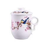 Magpie Ceramic Tea Mug with Lid and Handle