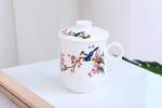 Magpie Ceramic Tea Mug with Lid and Handle